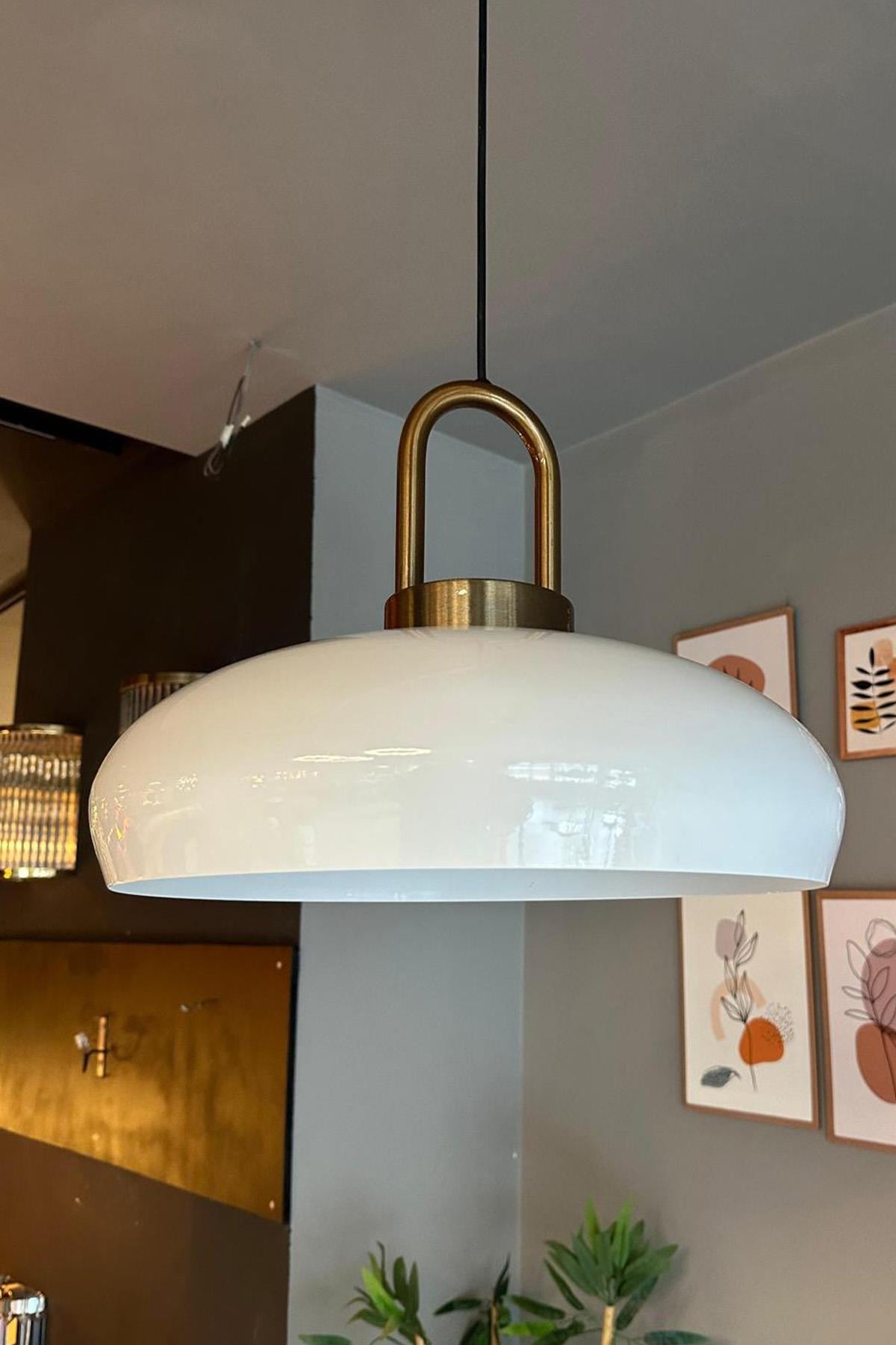 Estrela Beyaz Tekli Sarkıt Avize Eskitme Kilit Başlık İç Mekan Aydınlatma Dekoratif Mutfak Hol Cafe