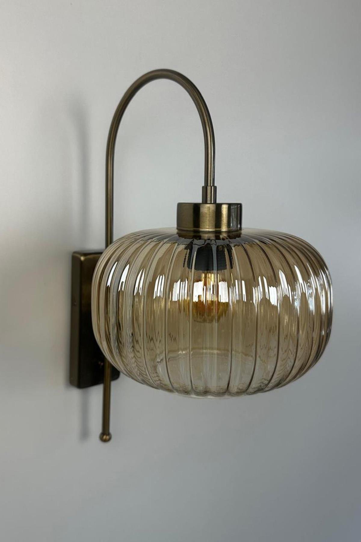 Mola Bal Rengi Cam Aplik Duvar Lambası Modern Otel Cafe Vintage Salon Yatak Odası Merdiven Retro