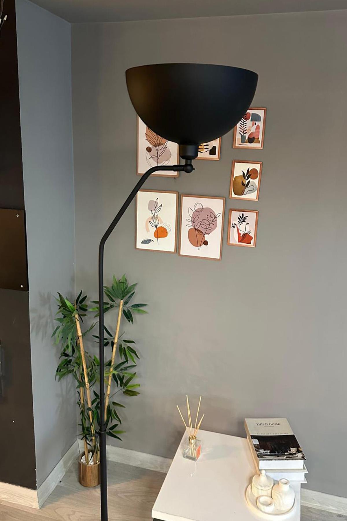 Siyah Lambader Hareketli Başlık Modern Dekoratif Metal Oturma Odası Çalışma Odası Zemin Lambası