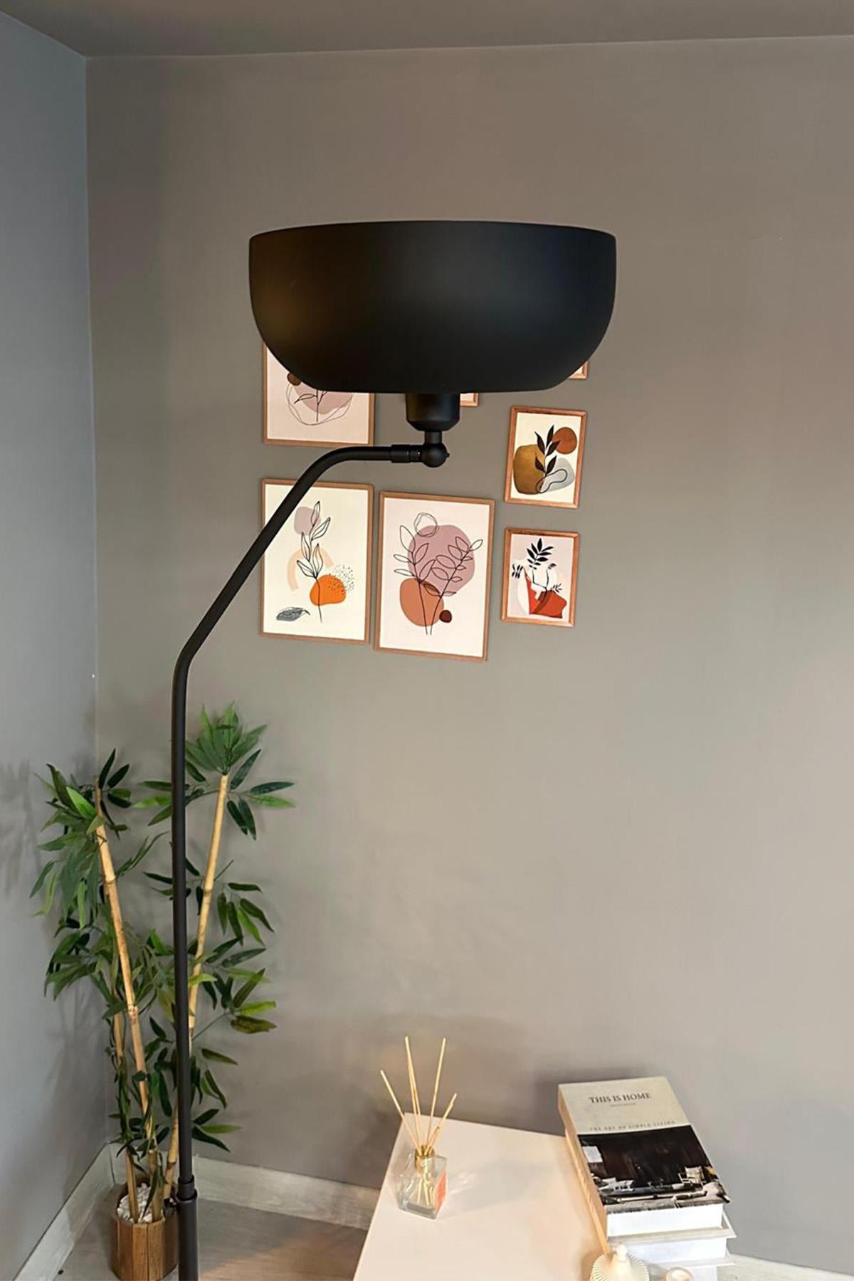 Siyah Rocha Lambader Hareketli Başlık Dekoratif Metal Oturma Odası Çalışma Odası Zemin Lambası