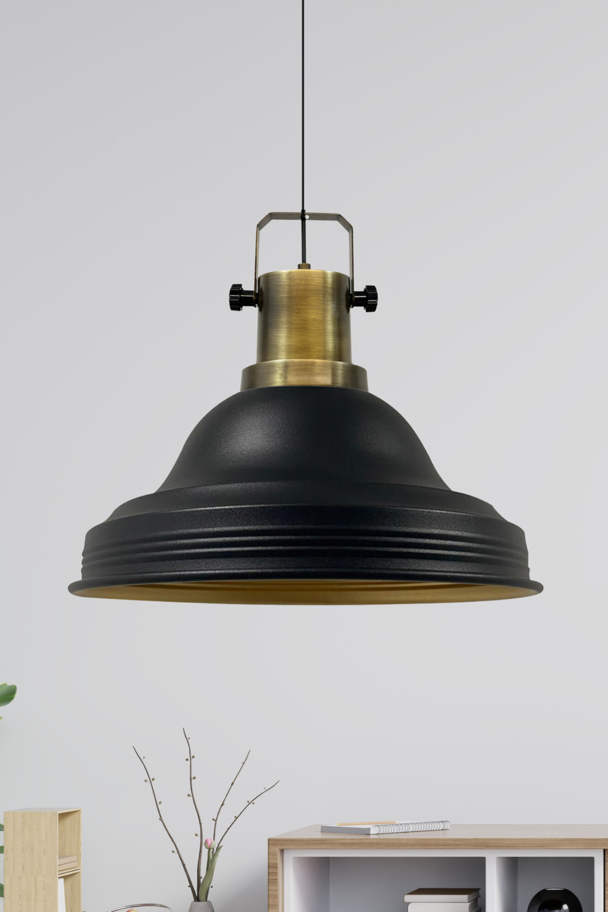 Ulmete Siyah Tekli Sarkıt Avize Salon Ofis Otel Restoran Avizeleri Vintage Tasarım