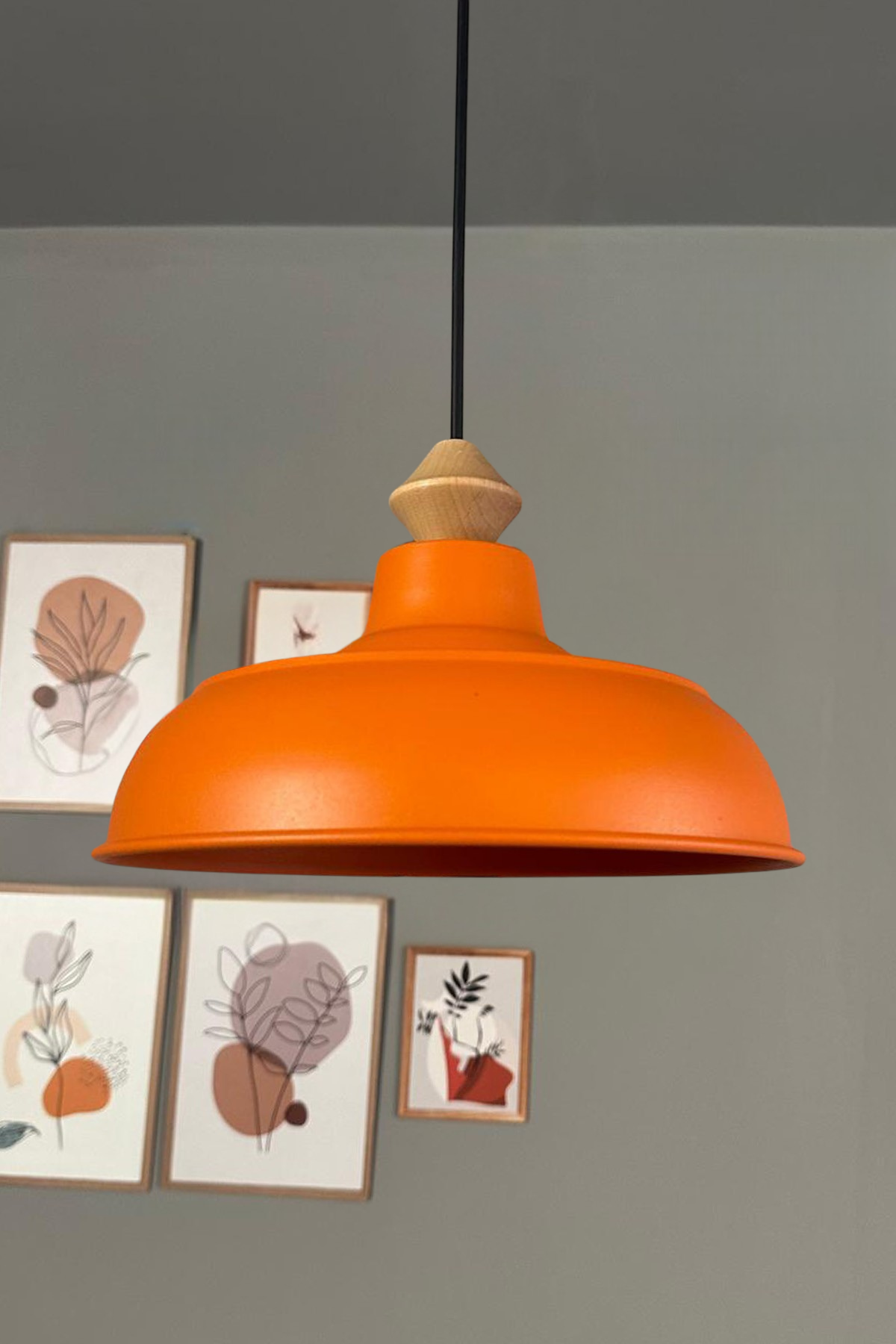 Veluna Turuncu Tekli Küçük Q Başlık Avize Retro Sarkıt Ofis Showroom Salon Mutfak Avizeleri