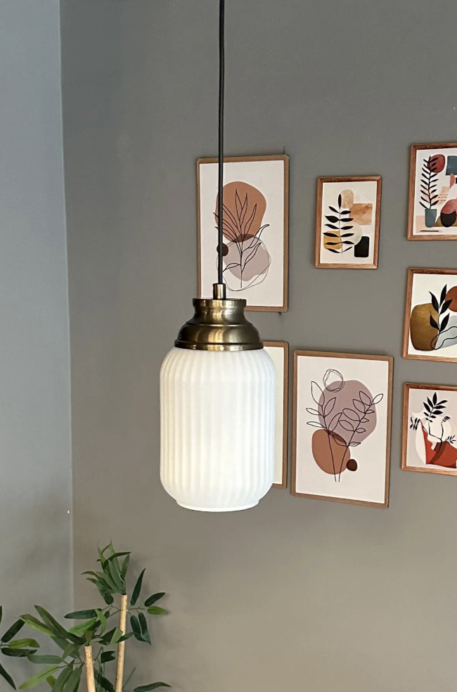 Wingmn Beyaz Cam Tekli Avize Eskitme Kum Saati Başlık Retro Sarkıt Lamba Restoran Salon Aydınlatma