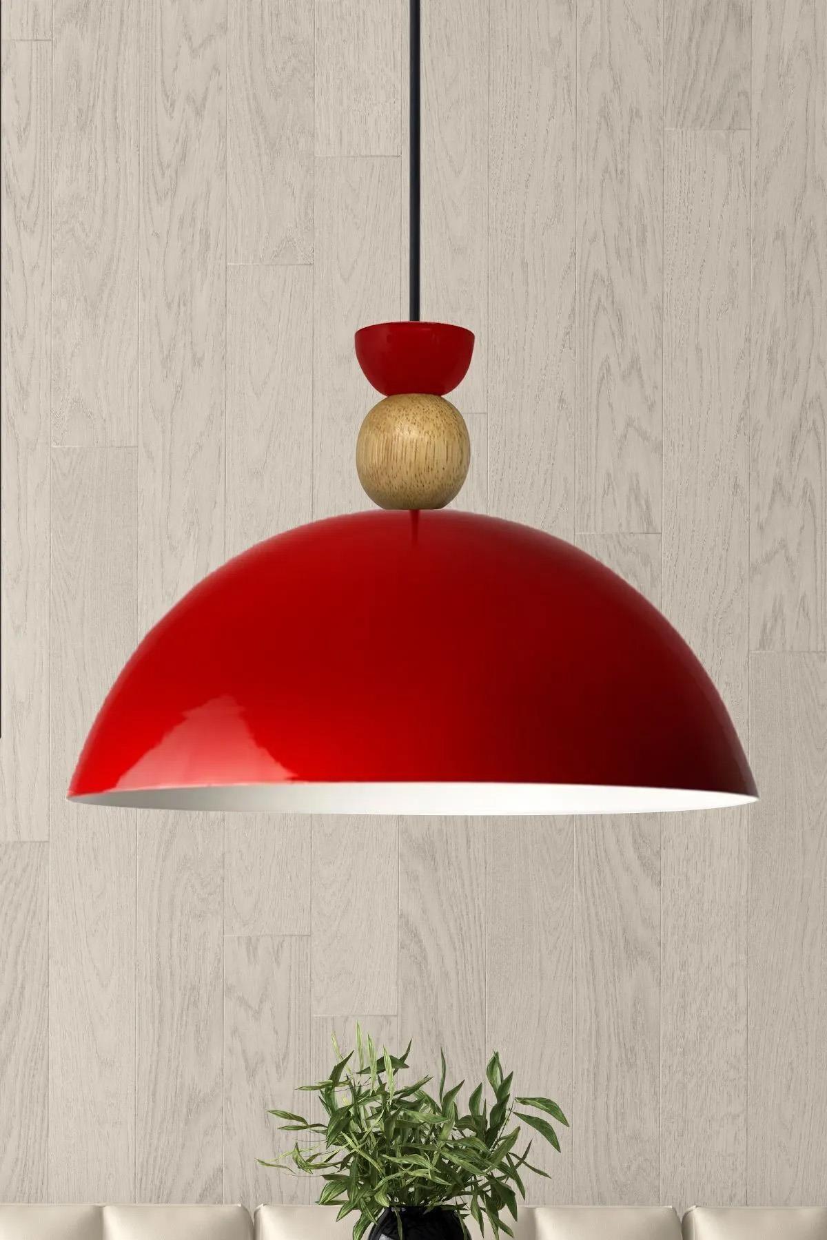 Yimpi Kırmızı Avize Tekli Sarkıt Salon Mutfak Kuaför Cafe Lamba Dekoratif Aydınlatma Pastane