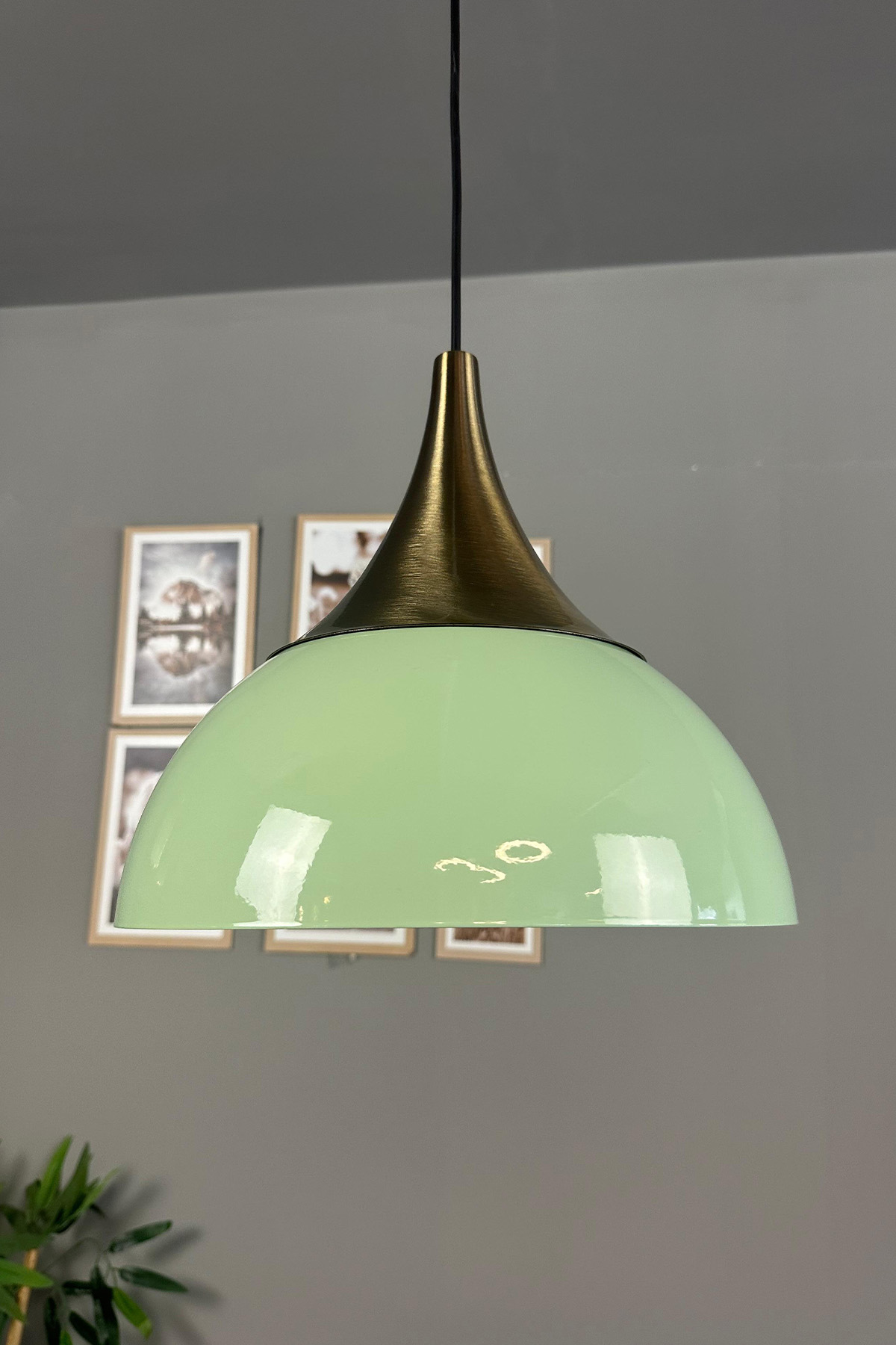 Yimpi Mint Avize Tekli Sarkıt Eskitme Kubbe Başlık Salon Mutfak Kuaför Dekoratif Aydınlatma