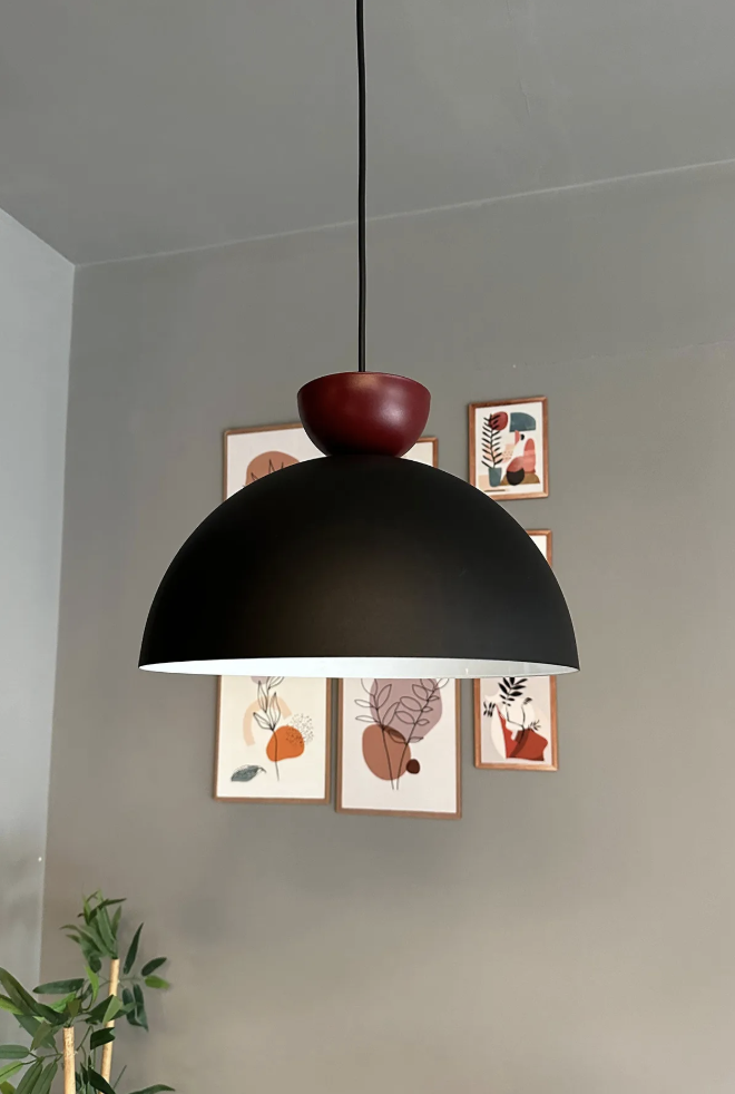 Yimpi Siyah Avize Vişne Çürüğü Şapka Tekli Sarkıt Salon Kuaför Cafe Dekoratif Aydınlatma Pastane