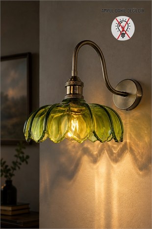 Bloom Yeşil Cam Aplik Duvar Lambası Modern Otel Cafe Vintage Salon Yatak Odası Merdiven Retro