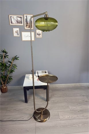 Elegant Yeşil Cam Lambader Modern Dekoratif Metal Oturma Odası Zemin Lambası