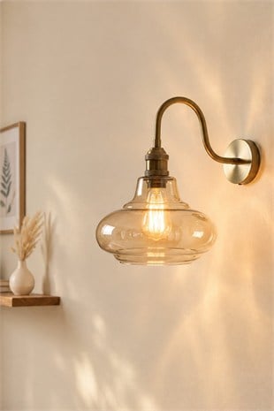 Lumsa Bal Rengi Cam Eskitme S Kol Aplik Duvar Lambası Modern Otel Cafe Vintage Salon Yatak Odası Merdiven Retro