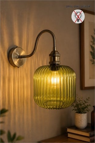 Mopa Yeşil Cam Aplik Duvar Lambası Modern Otel Cafe Vintage Salon Yatak Odası Merdiven Retro