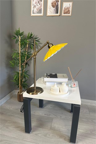Risso Sarı Masa Lambası Dekoratif Abajur Çocuk Odası Başucu Lambası Okuma Lambası