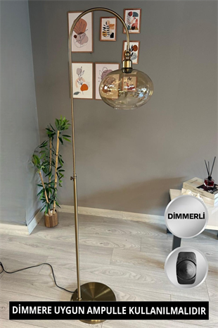 Solvia Dimmerli Işığı Ayarlanabilen Işığı Artırılıp Azaltılabilen Eskitme Renk Bal Cam Lambader