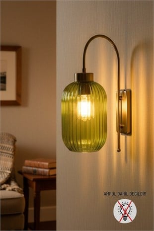 Wingmn Yeşil Cam Aplik Duvar Lambası Modern Otel Cafe Vintage Salon Yatak Odası Merdiven Retro
