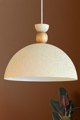 Yimpi Dokulu Açık Krem Avize Tekli Sarkıt Salon Mutfak Kuaför Cafe Lamba Dekoratif Aydınlatma Pastane