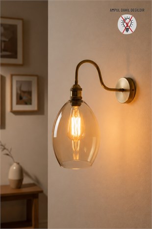 Zoval Bal Cam Aplik Duvar Lambası Modern Otel Cafe Vintage Salon Yatak Odası Merdiven Retro
