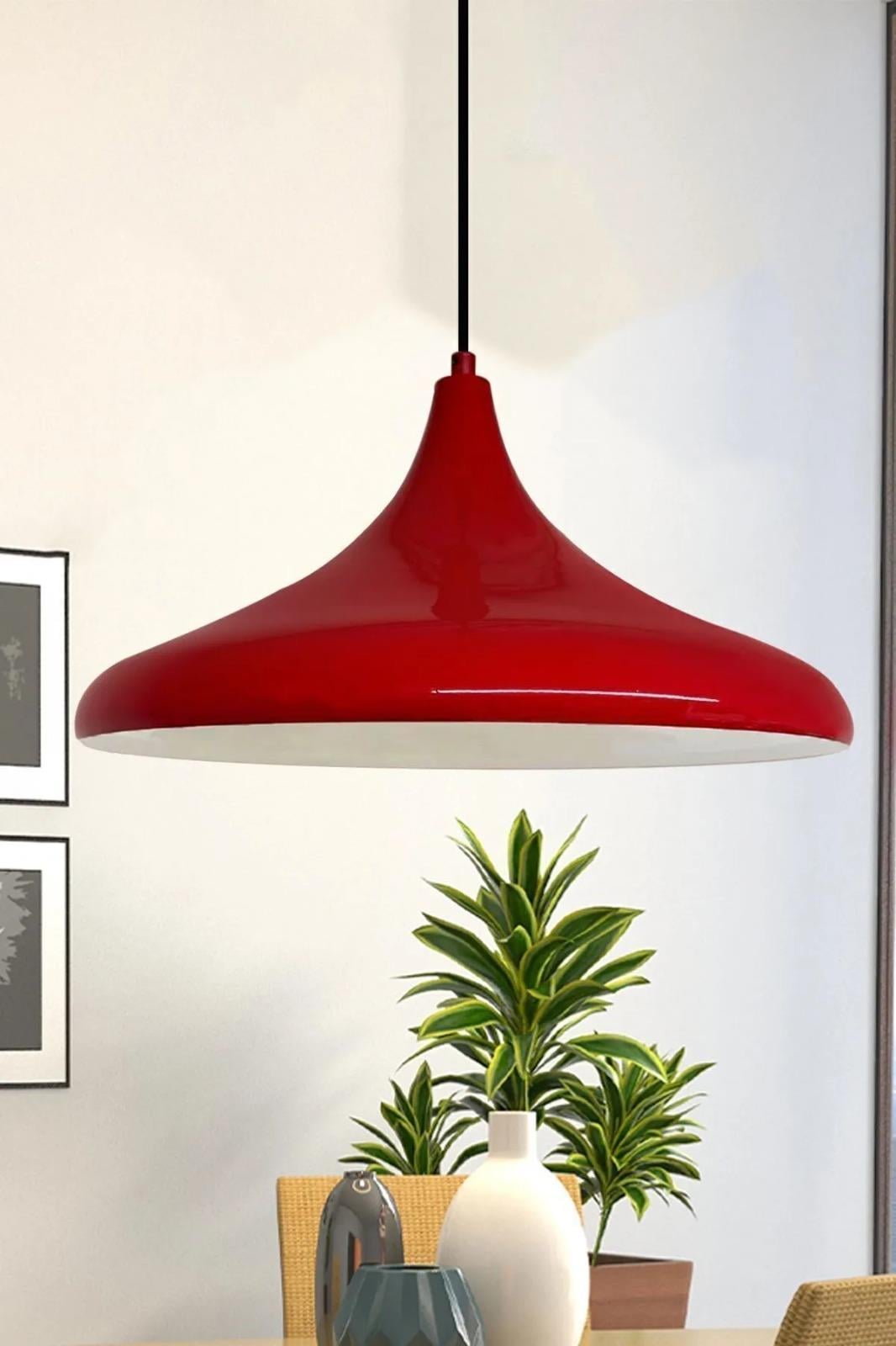 45 cm Çaplı Champion Xl Kırmızı Avize Tekli Sarkıt Lamba Cafe Restoran Salon Mutfak Avizeleri