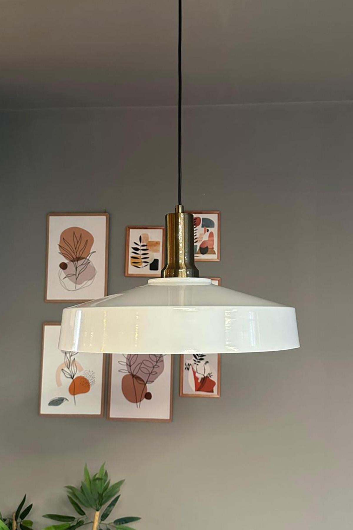 Açe Beyaz Tekli Eskitme Fener Başlık Avize Retro Sarkıt Ofis Showroom Salon Mutfak Avizeleri