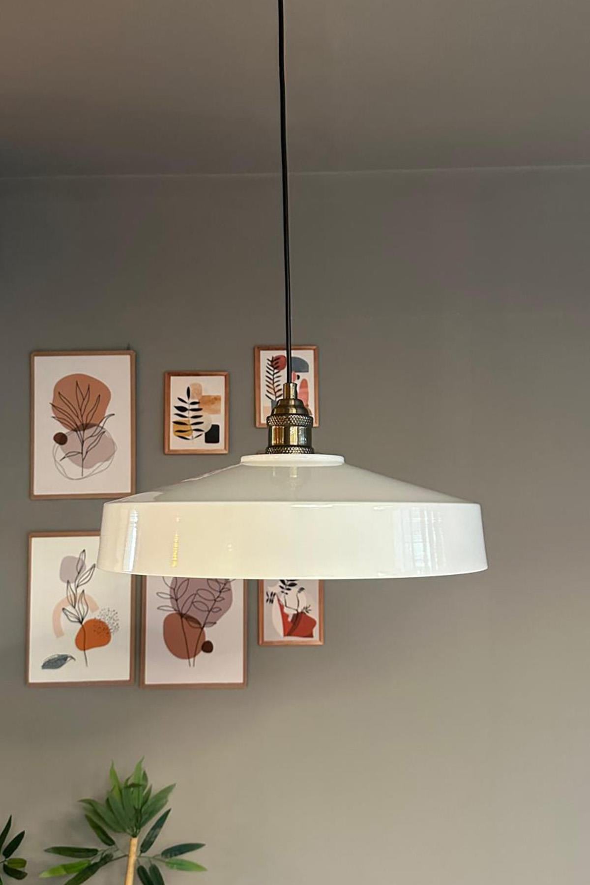 Açe Beyaz Tekli Eskitme Lale Başlık Avize Retro Sarkıt Ofis Showroom Salon Mutfak Avizeleri