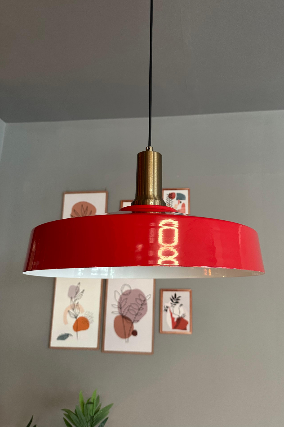 Açe Kırmızı Tekli Eskitme Fener Başlık Avize Retro Sarkıt Ofis Showroom Salon Mutfak Avizeleri