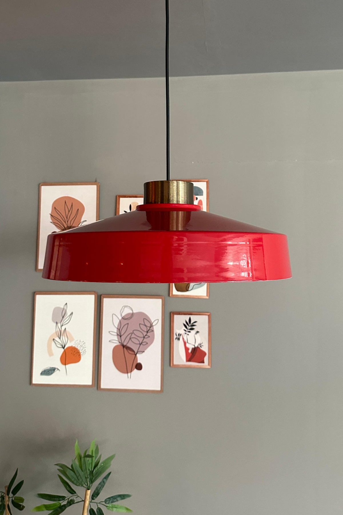 Açe Kırmızı Tekli Eskitme Plafonyer Başlık Avize Retro Sarkıt Ofis Showroom Salon Mutfak Avizeleri