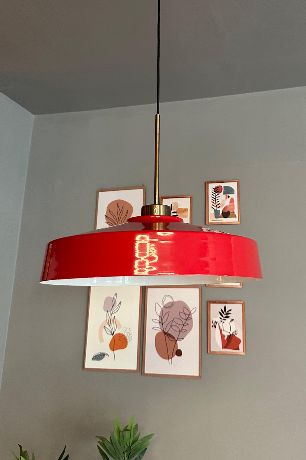 Açe Kırmızı Tekli İnce Eskitme Başlık Avize Retro Sarkıt Ofis Showroom Salon Mutfak Avizeleri