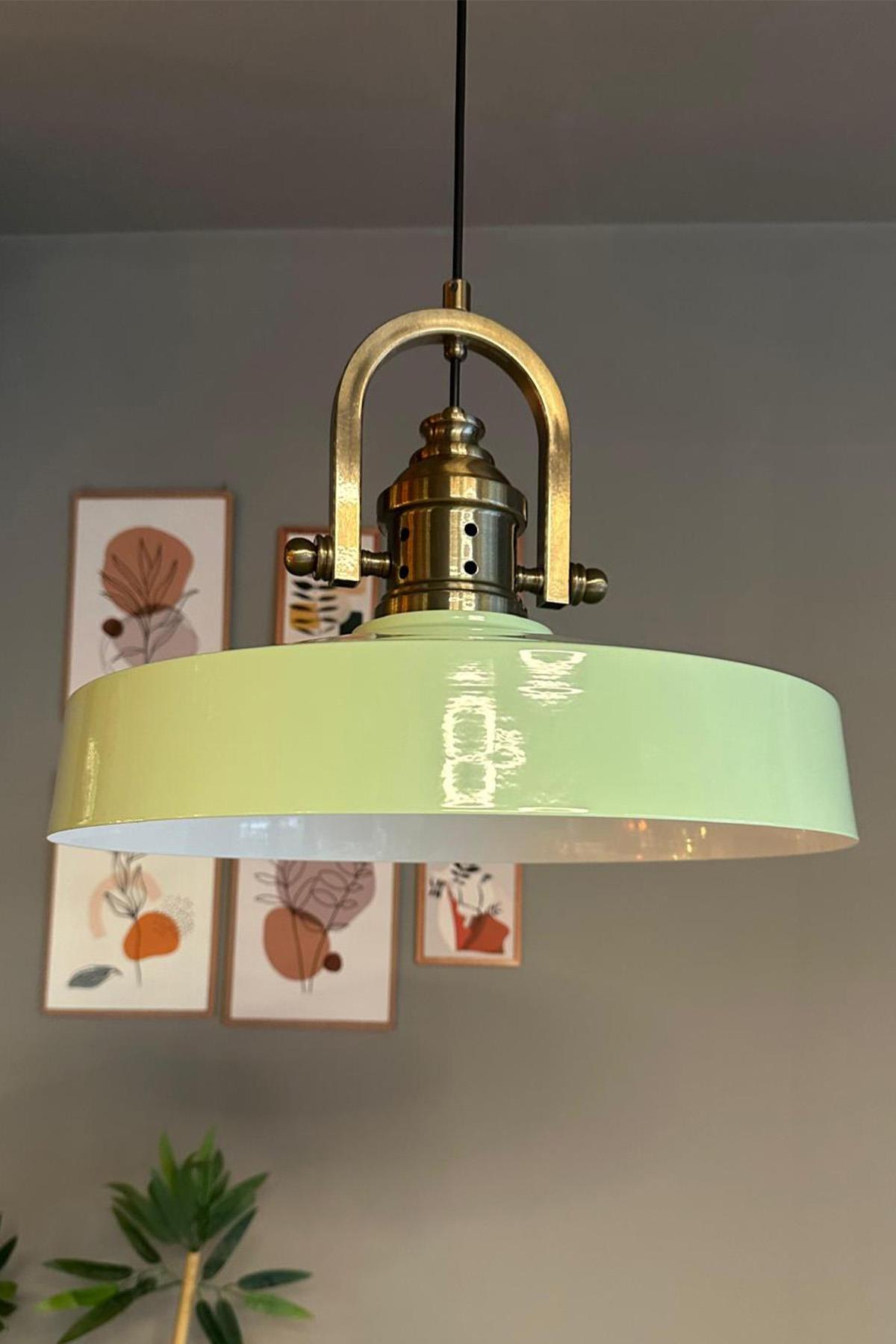 Açe Mint Tekli Delikli Eskitme Başlık Avize Retro Sarkıt Ofis Showroom Salon Mutfak Avizeleri