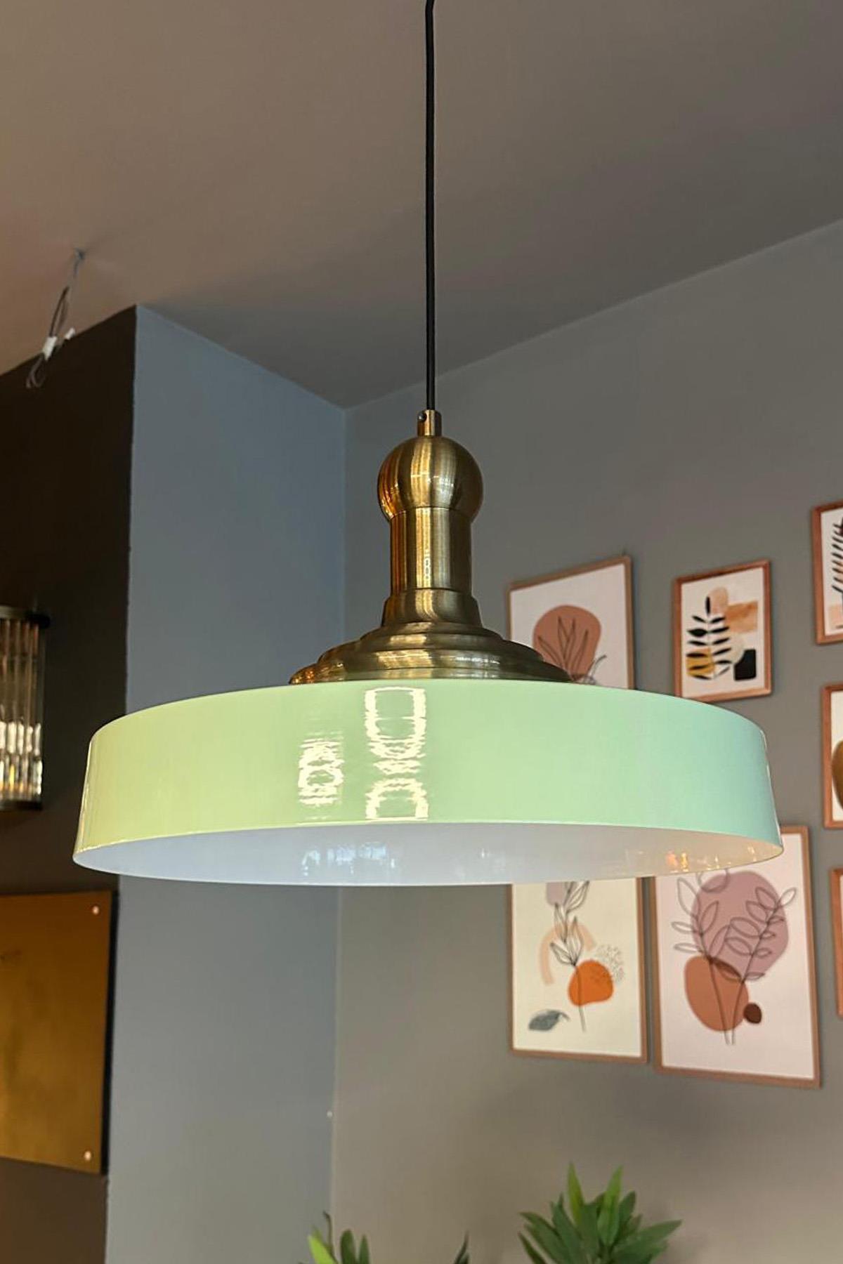 Açe Mint Tekli Eskitme Uzun Tokmak Başlık Avize Retro Sarkıt Ofis Showroom Salon Mutfak Avizeleri