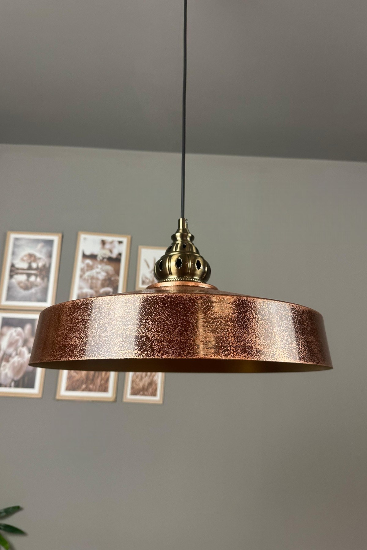 Açe Patina Eskitme King Başlık Tekli Avize Retro Sarkıt Ofis Showroom Salon Mutfak Avizeleri