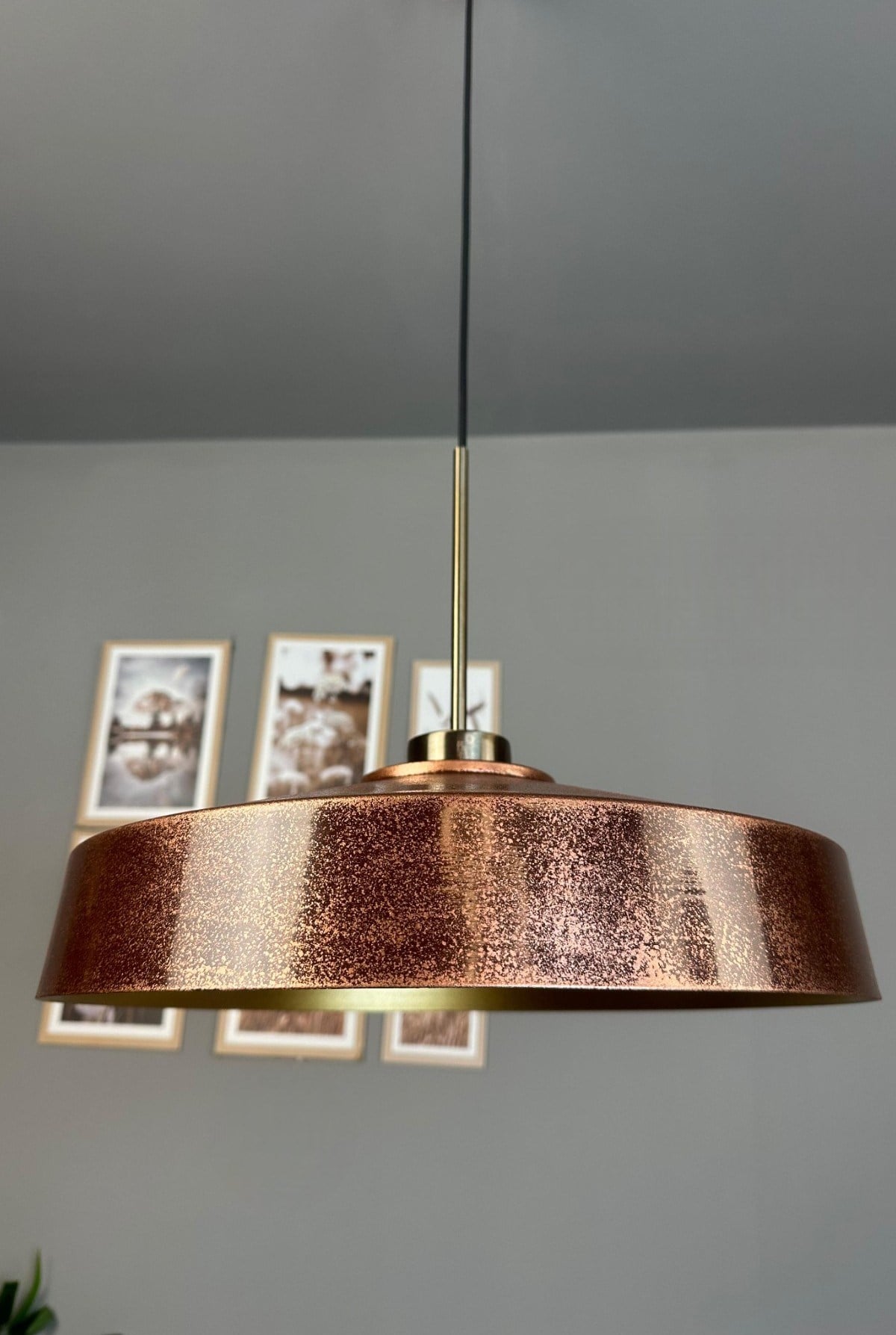 Açe Patina Tekli İnce Eskitme Başlık Avize Retro Sarkıt Ofis Showroom Salon Mutfak Avizeleri