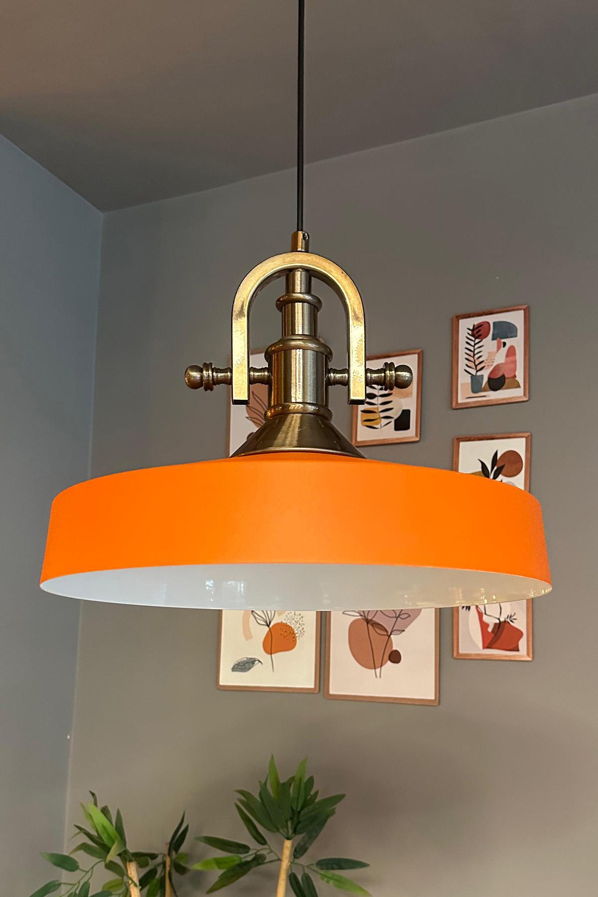 Açe Turuncu Tekli Gemici Eskitme Başlık Avize Retro Sarkıt Ofis Showroom Salon Mutfak Avizeleri