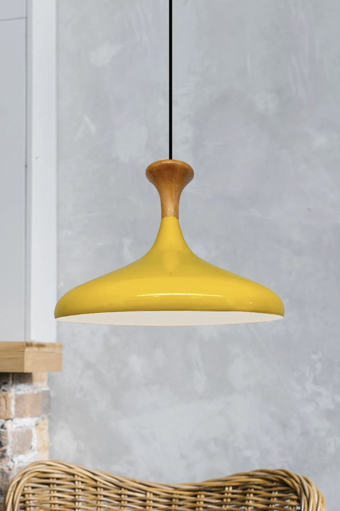 Açık Sarı Ahşap Mantar Başlık Tekli Avize Salon Oturma Odası Mutfak Yatak Odası Sarkıt Modeli