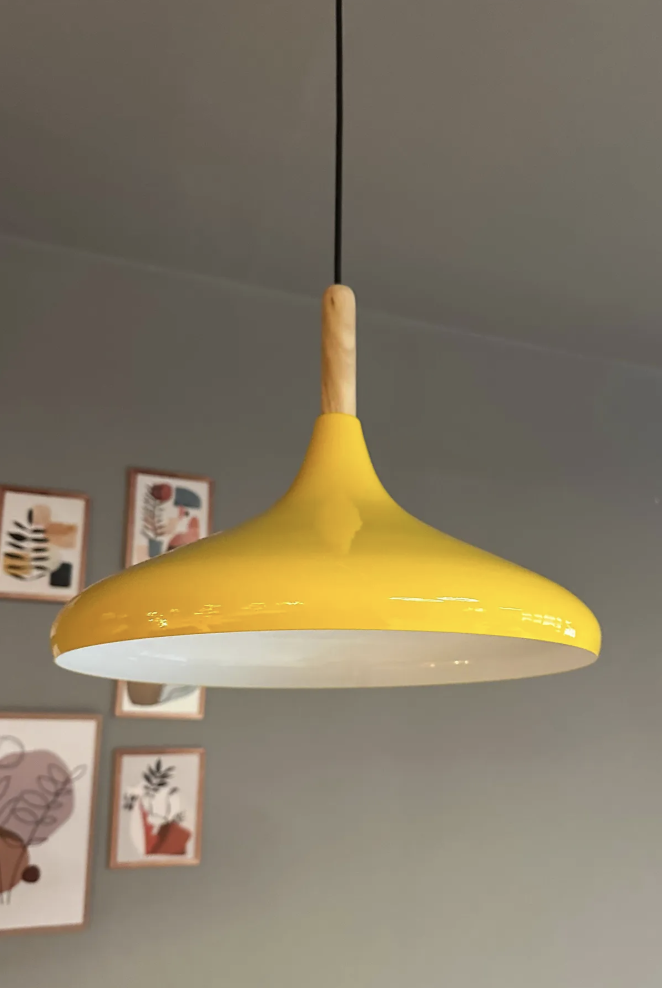 Açık Sarı Ahşap Tekli Avize Sarkıt Salon Mutfak Cafe Butik Lamba Aydınlatma Avizeler