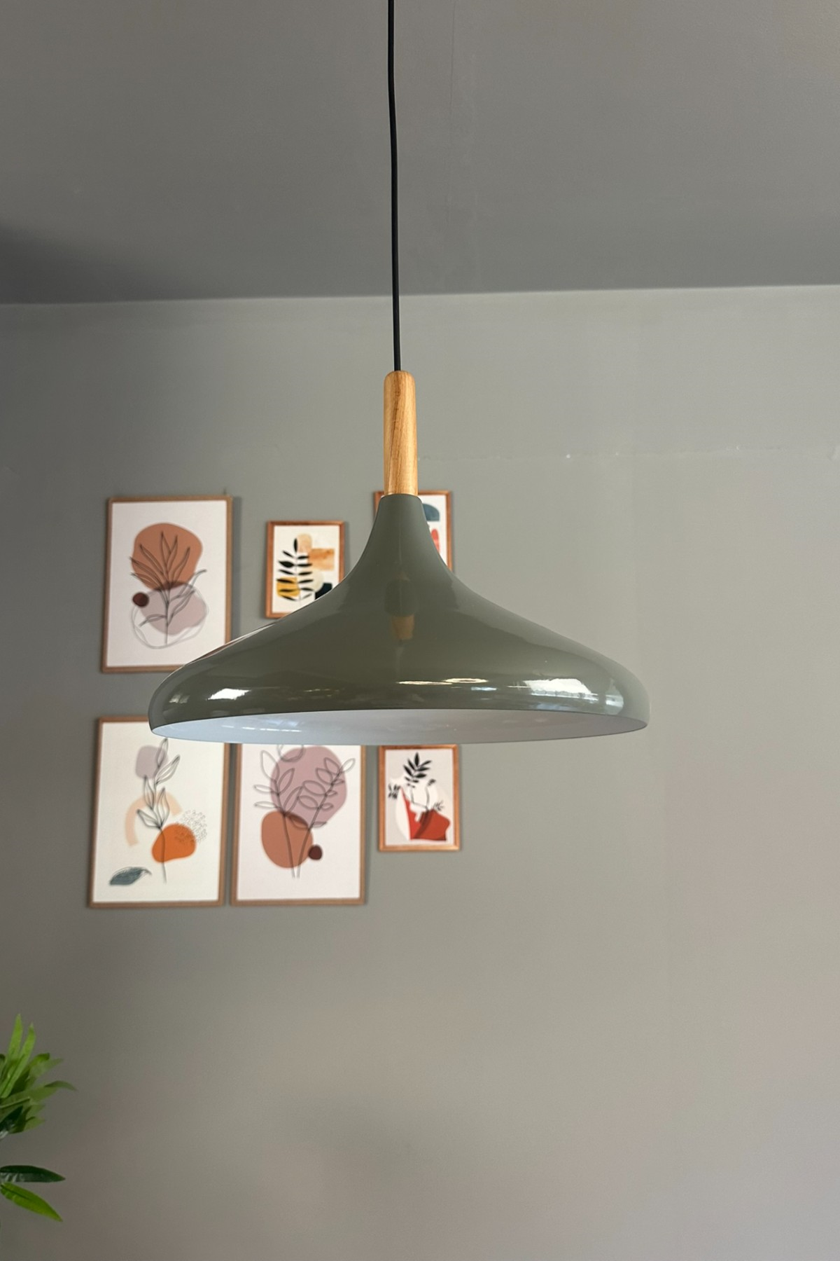 Antrasit Champion Ahşap Başlık Tekli Avize Sarkıt Salon Mutfak Cafe Butik Lamba Aydınlatma Avizeler