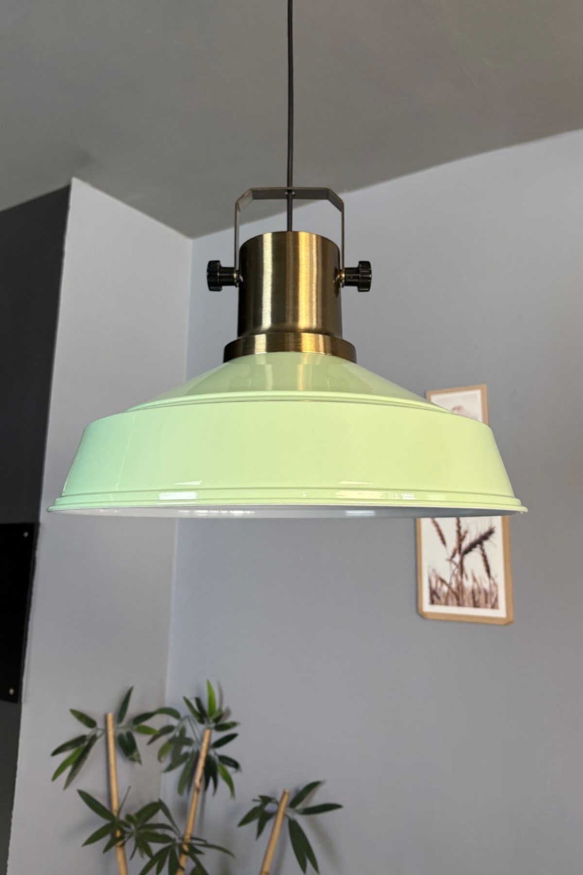 Asaletli Tekli Mint Yeşili Avize Kalın Eskitme Başlık Retro Sarkıt Lamba Restoran Salon Aydınlatma