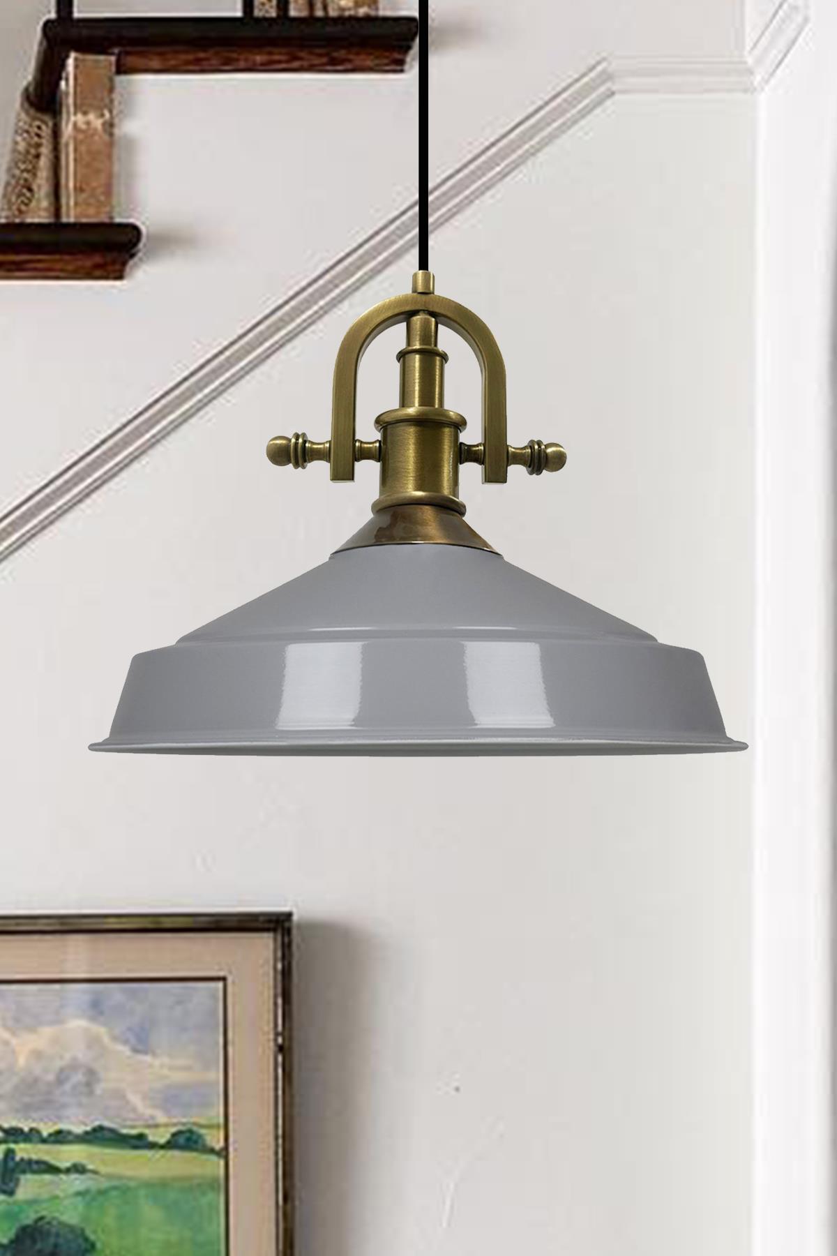 Bamyum Asaletli Gri Tekli Avize Yeni Eskitme Başlık Retro Sarkıt Lamba Restoran Salon Aydınlatma