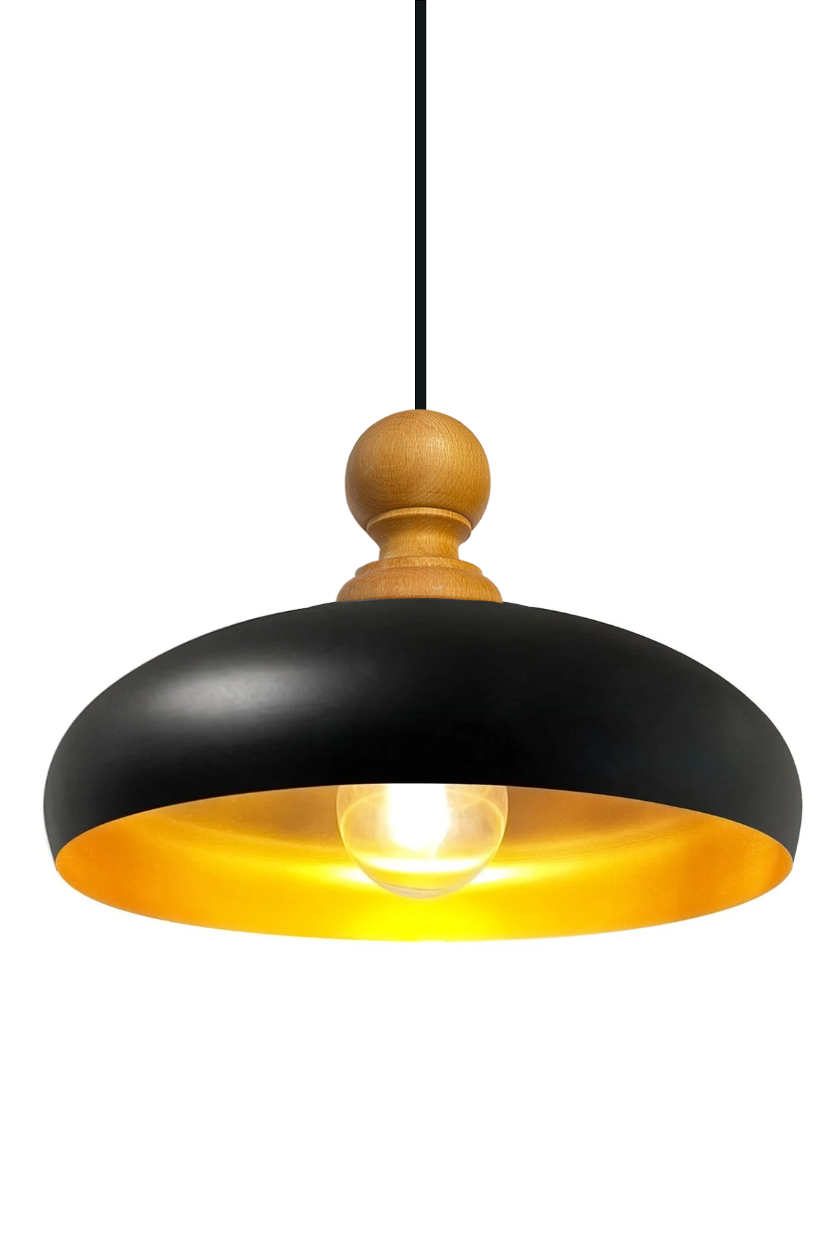 Bamyum Estrela Siyah Sarkıt Ahşap Başlık Avize İç Mekan Aydınlatma Dekoratif Mutfak Hol Cafe Ofis