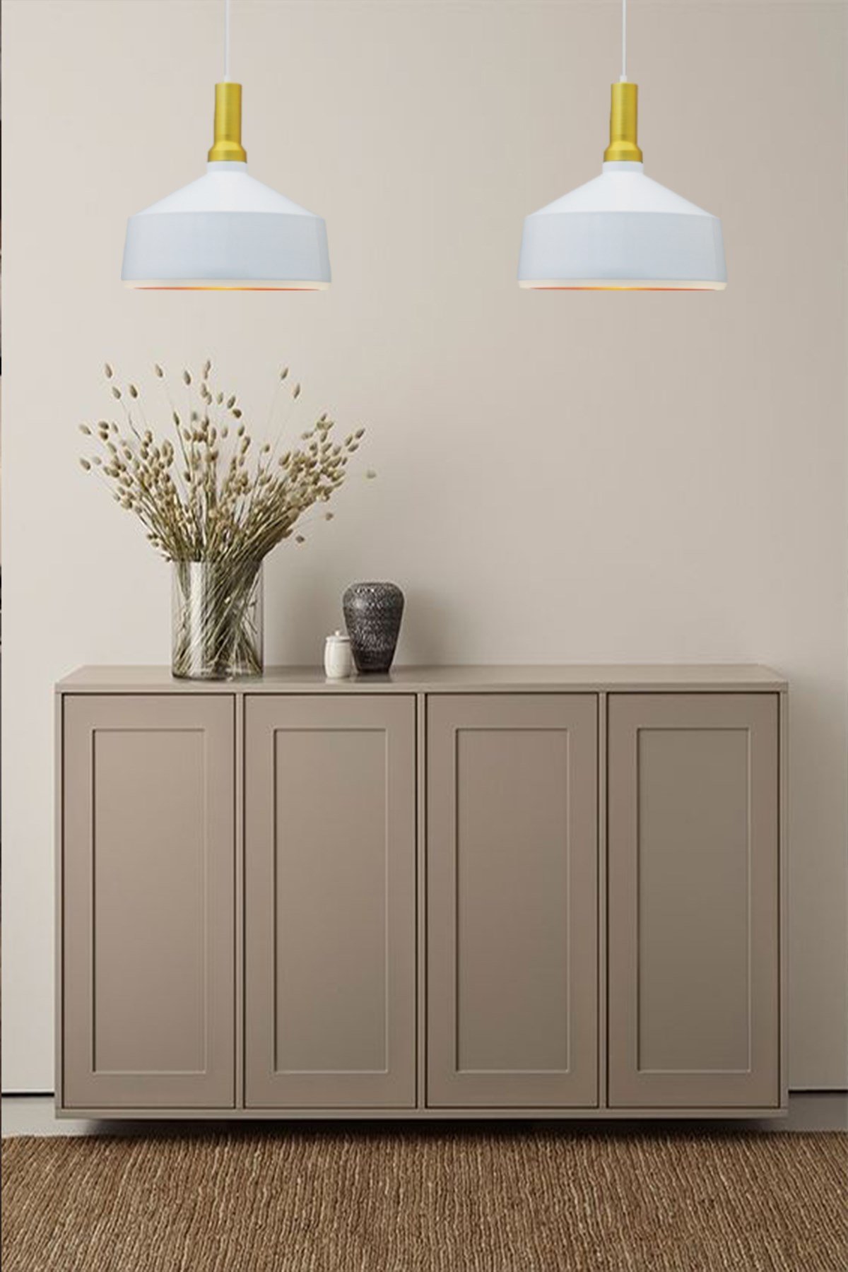 Bamyum İkili Geniş Beyaz Avize