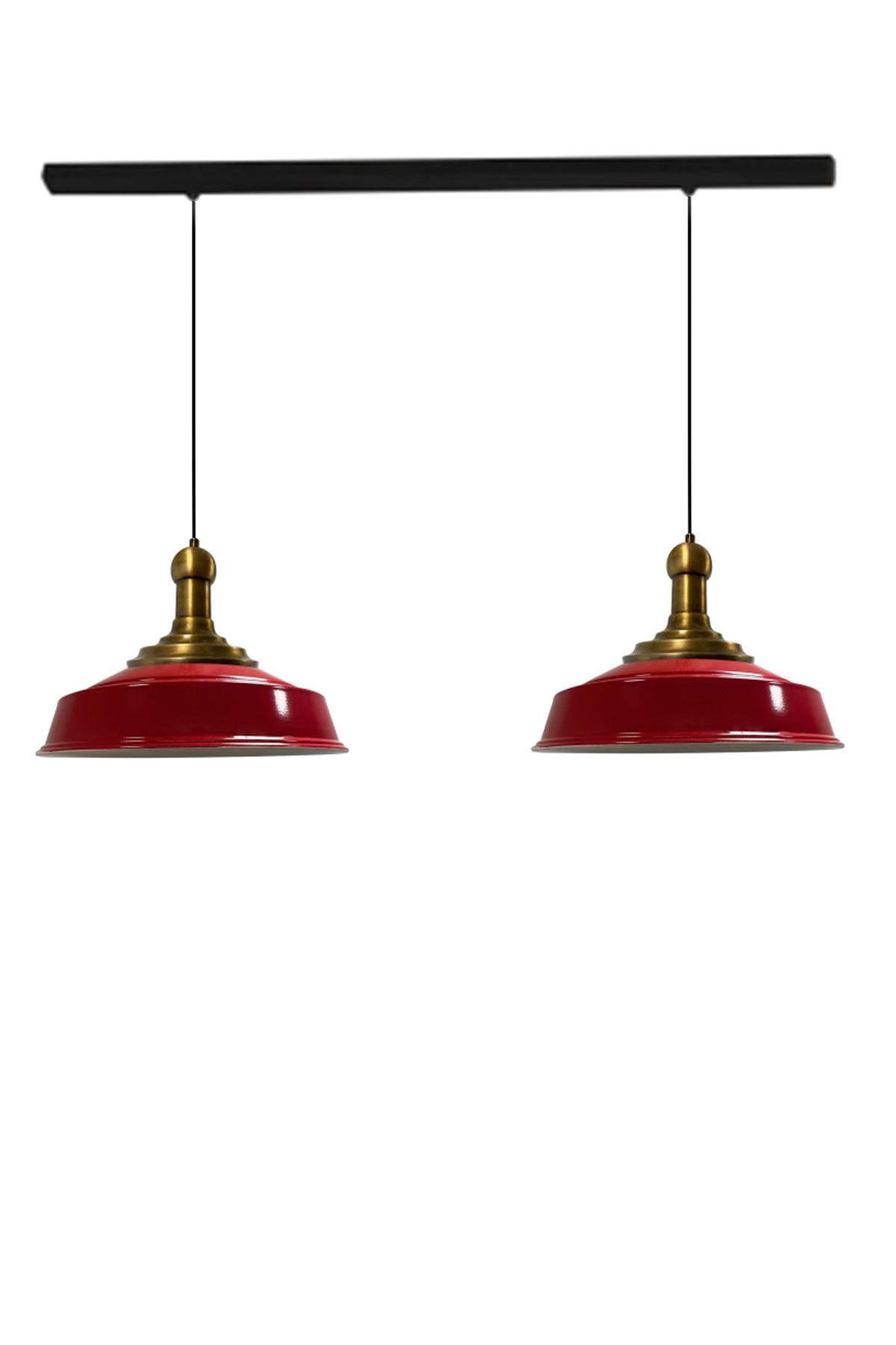Bamyum İkili Kırmızı Asaletli Eskitme Long Knob Başlık Retro Sarkıt Lamba Restoran Salon Aydınlatma