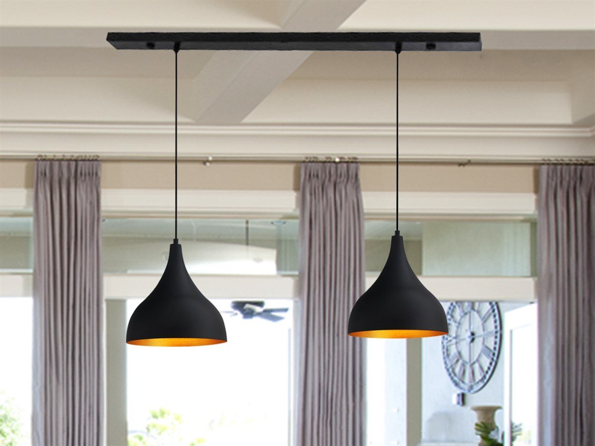 Bamyum İkili Uzun Siyah Sarkıt Avize