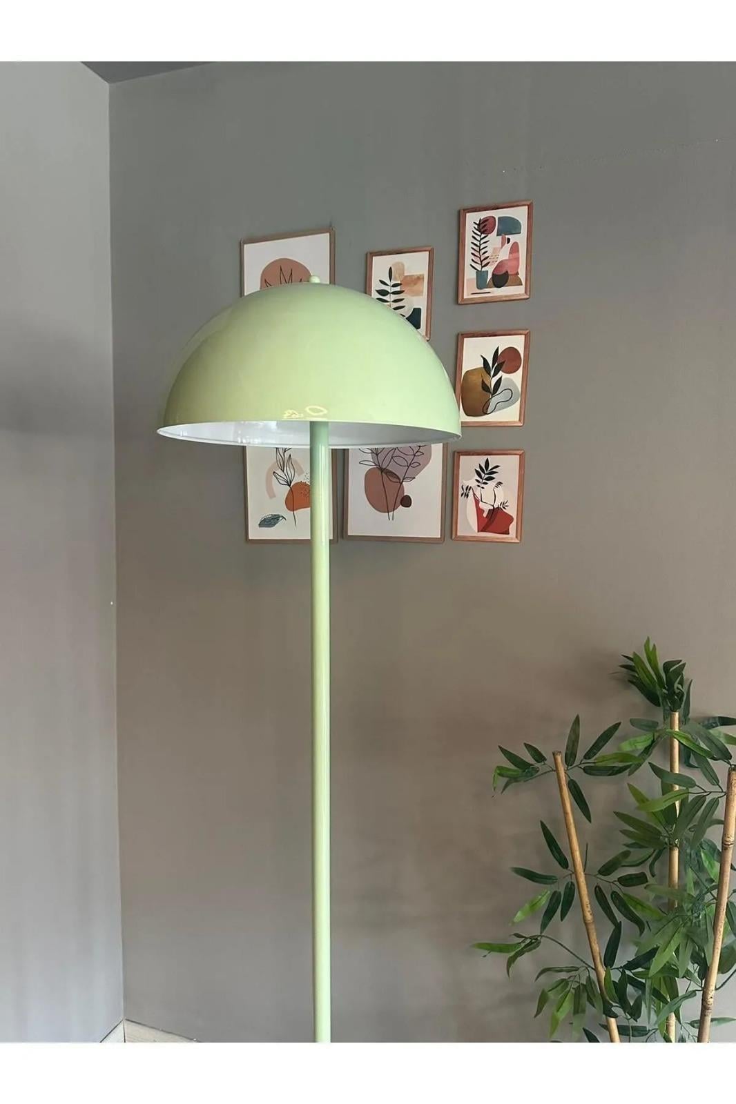 Bamyum Mint Yeşili Lambader Modern Dekoratif Metal Salon Hol Oturma Odası Çalışma Odası Zemin Lamba