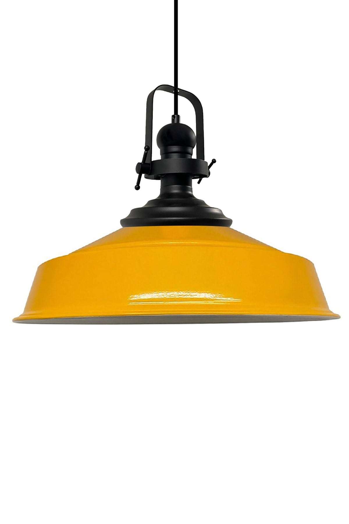 Bamyum Sarı Asaletli Tekli Avize Siyah Başlık Retro Sarkıt Lamba Restoran Cafe Salon Avizeleri