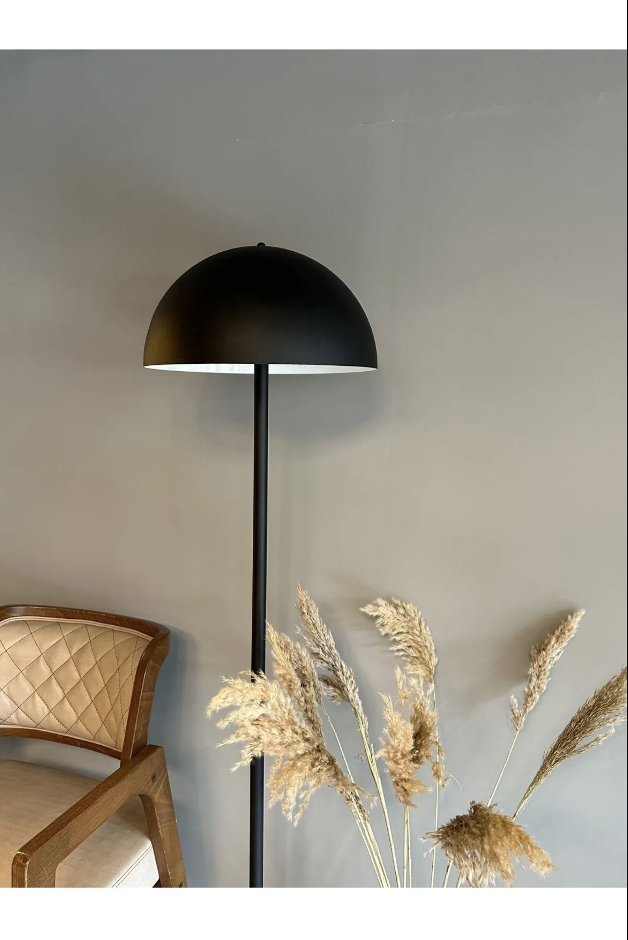 Bamyum Siyah Lambader Modern Dekoratif Metal Oturma Odası Çalışma Odası Zemin Lambası 170 Cm Kablo