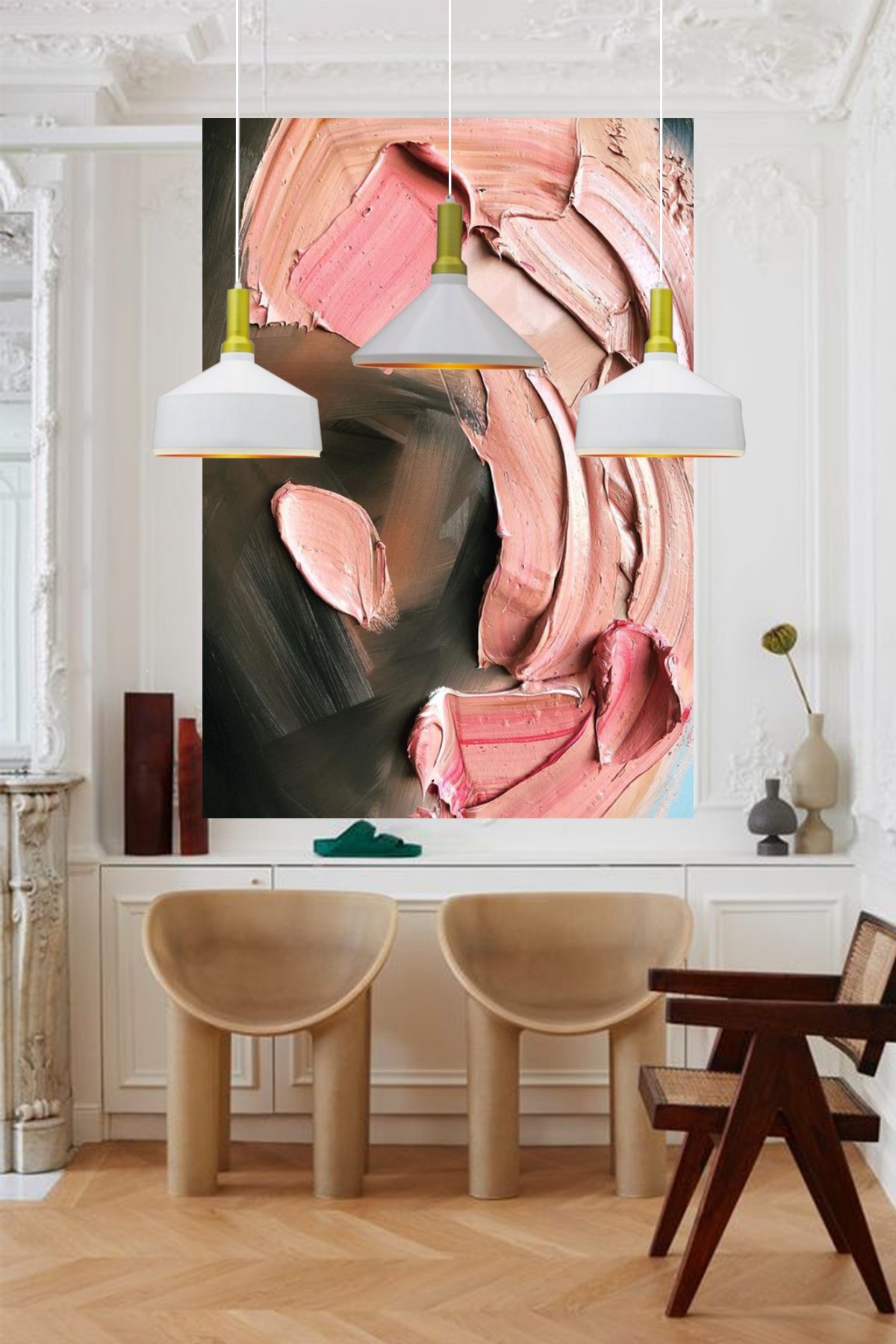 Bamyum Üçlü Beyaz Adfabilis Avize