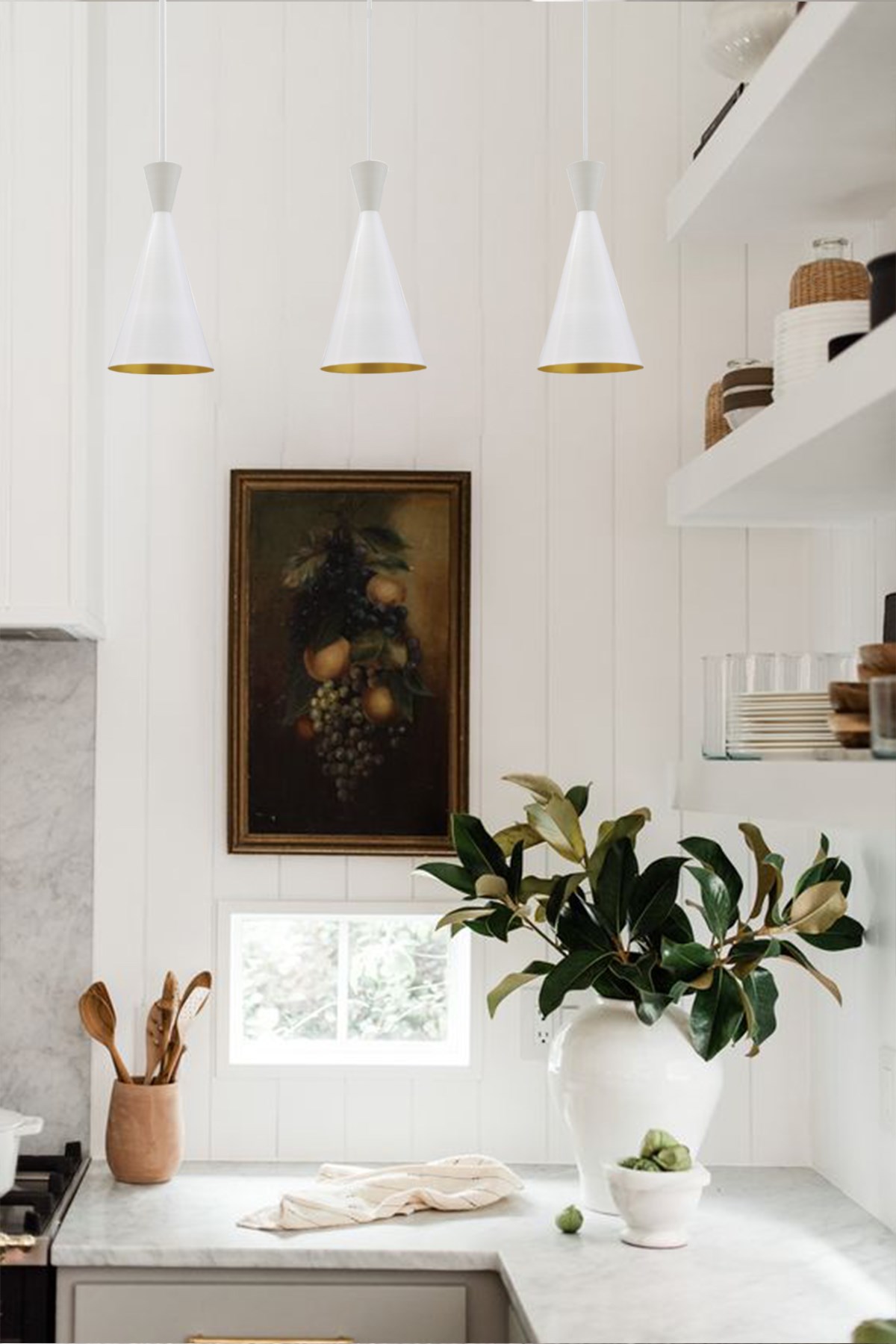 Bamyum Üçlü Beyaz İnce Avize