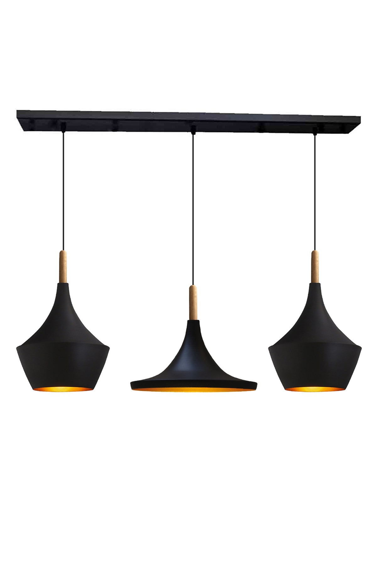 Bamyum Üçlü Gedser Ahşap Başlık Avize Sarkıt Yemek masası Üstü İç Mekan Cafe Modern Otel Restoran