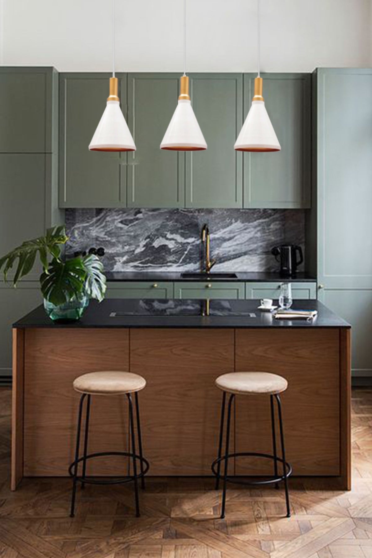 Bamyum Üçlü Sabonis Beyaz Avize