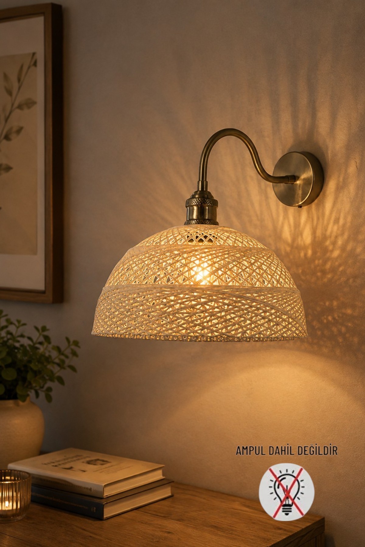 Bohem Krem Recycle İplik Jüt El Yapımı Metal Eskitme Gövde Aplik Duvar Lambası Modern Otel Cafe Vintage Salon Yatak Odası Merdiven Retro