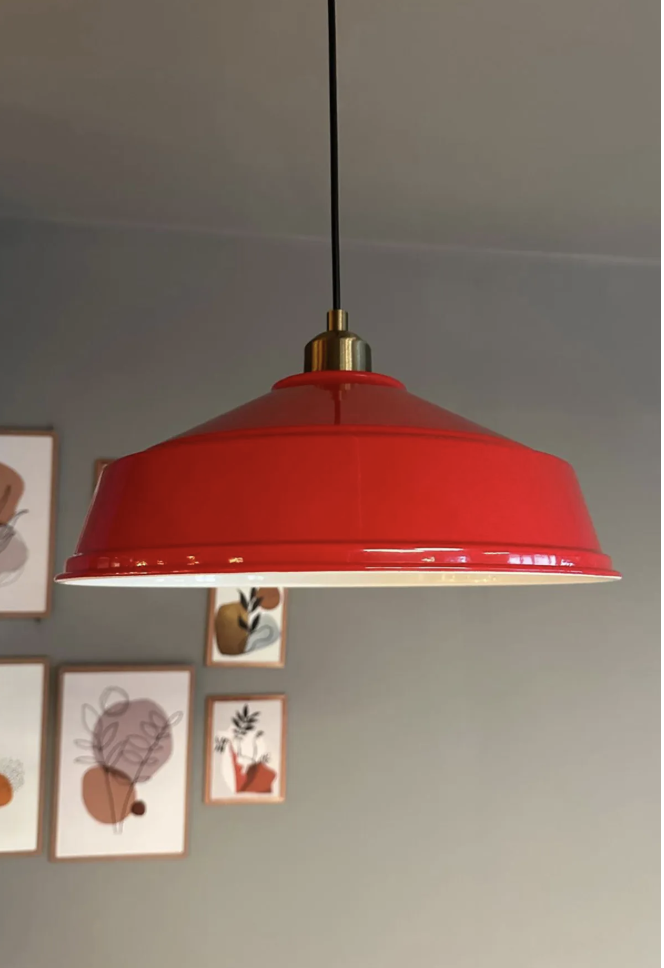 Carmelo Kırmızı Tekli Avize Eskitme Yarım Lale Başlık Retro Sarkıt Lamba Restoran Salon Aydınlatma