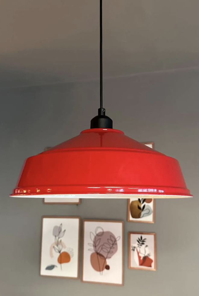 Carmelo Kırmızı Tekli Avize Siyah Yarım Lale Başlık Retro Sarkıt Lamba Restoran Salon Aydınlatma