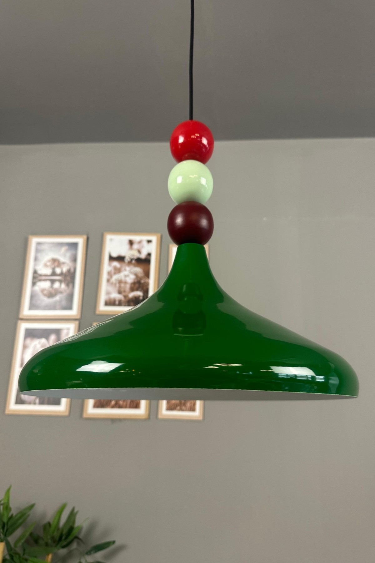 Champion Yeşil Renkli Boncuk Başlık Tekli Avize Sarkıt Salon Mutfak Aydınlatma Avizeler